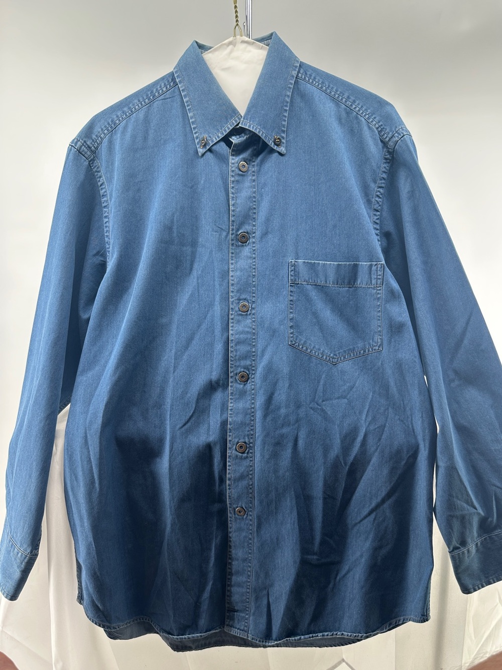 Zegna blue denim snap button long sleeve button up shirt